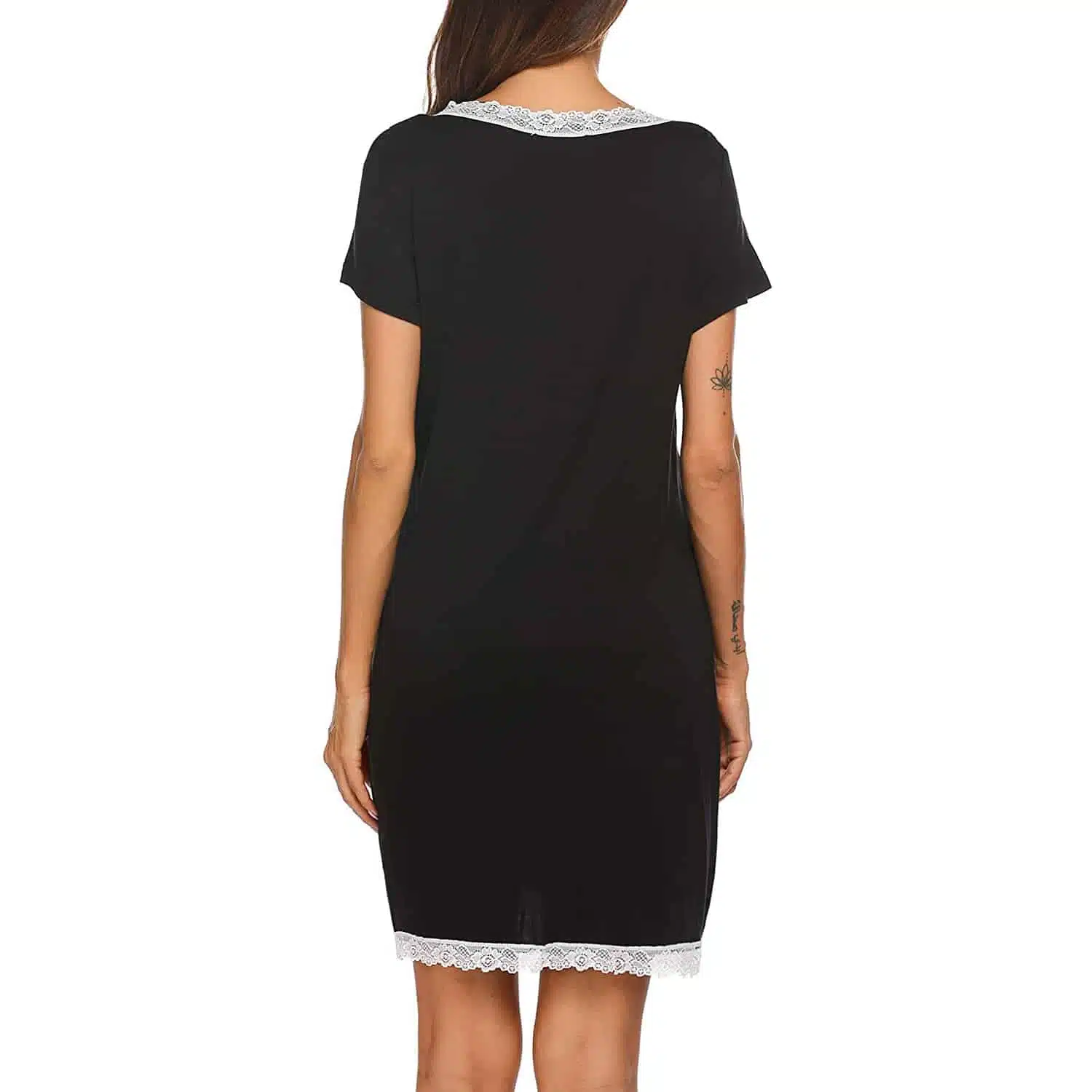 Robe de nuit maternité courte, ouverture allaitement – Image 3