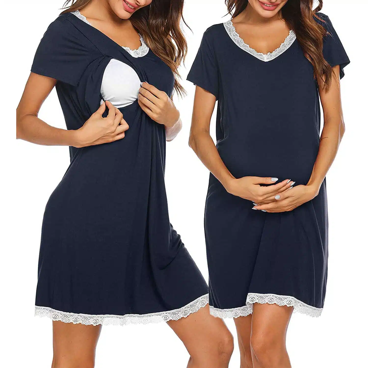 Robe de nuit maternité courte, ouverture allaitement – Image 7
