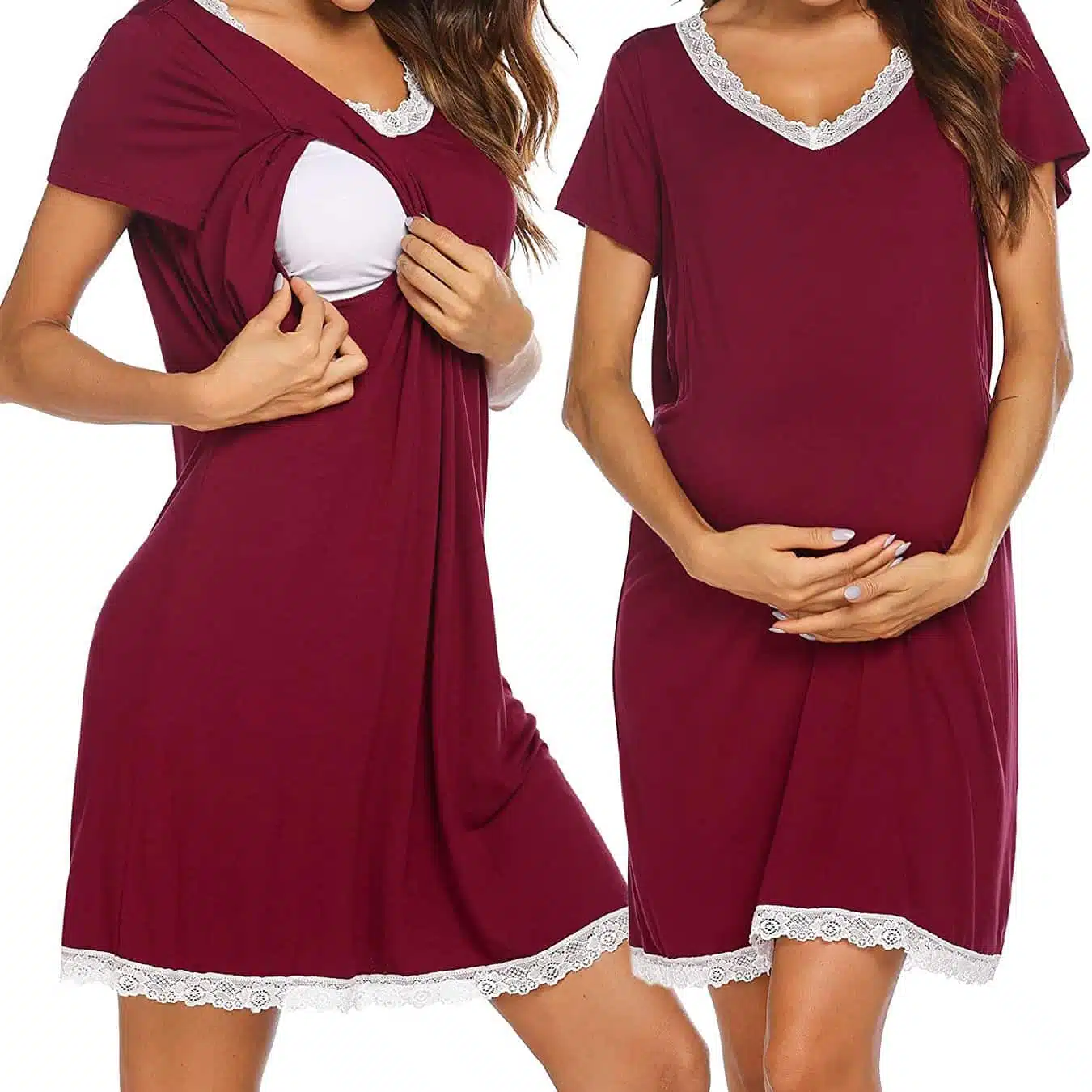 Robe de nuit maternité courte, ouverture allaitement – Image 6