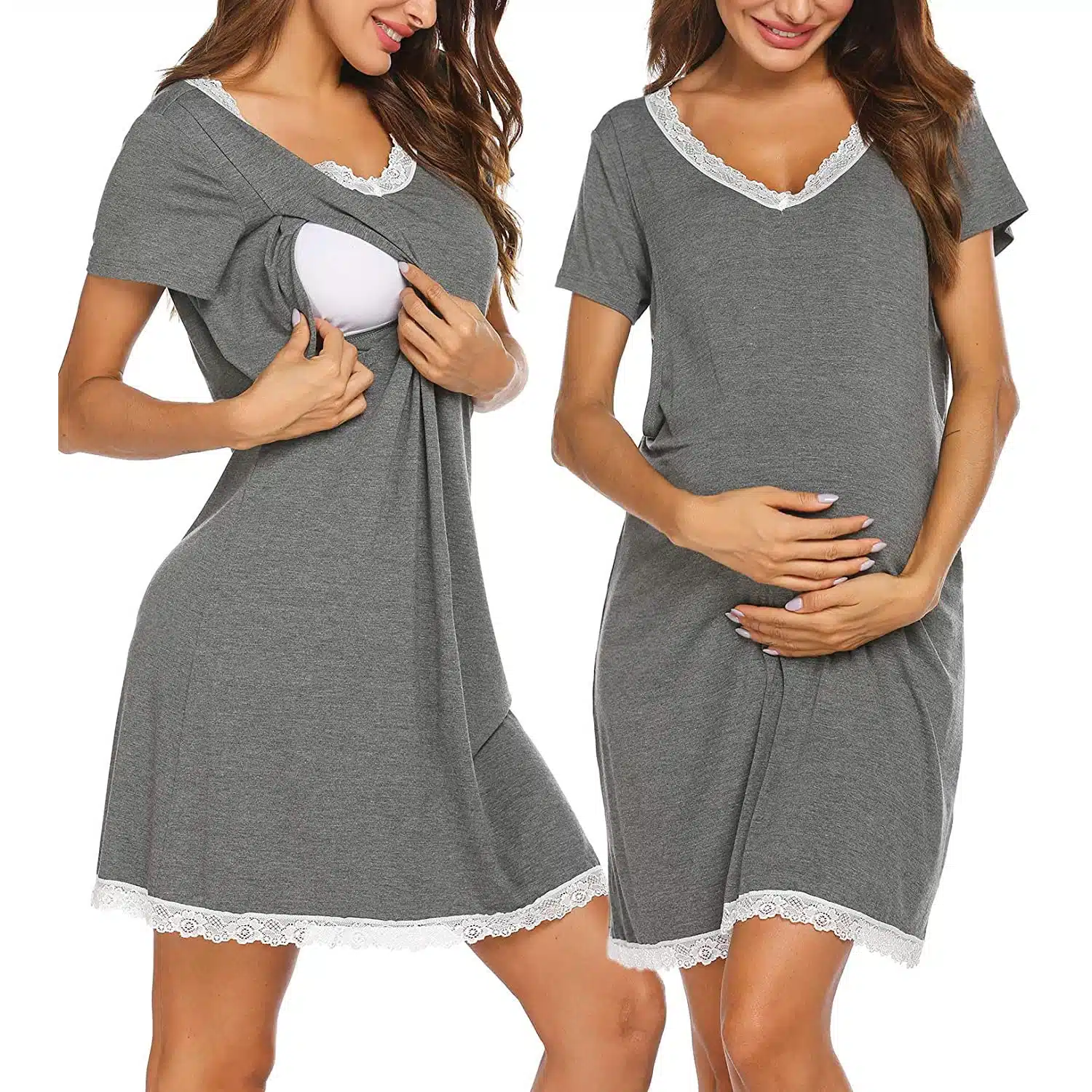 Robe de nuit maternité courte, ouverture allaitement – Image 5