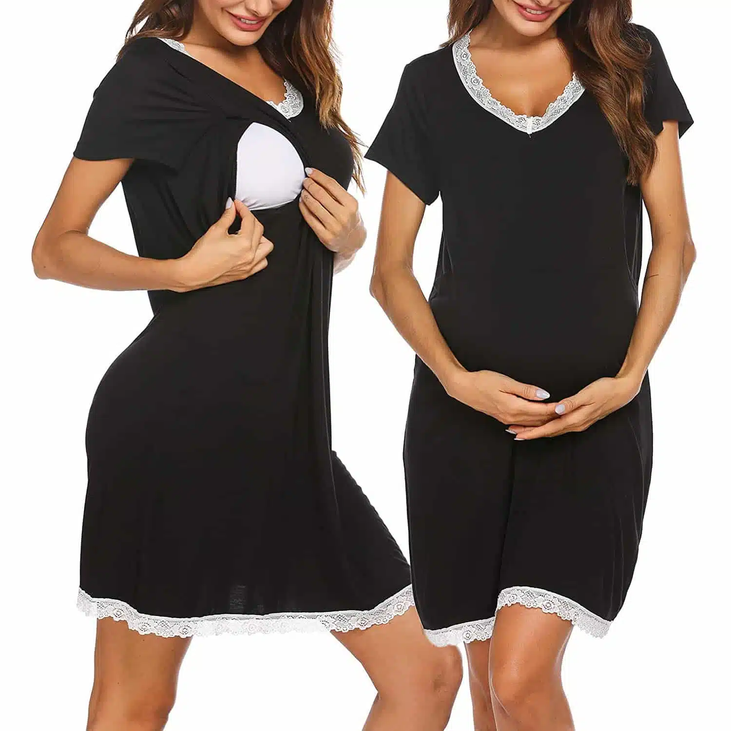 Robe de nuit maternité courte, ouverture allaitement – Image 4
