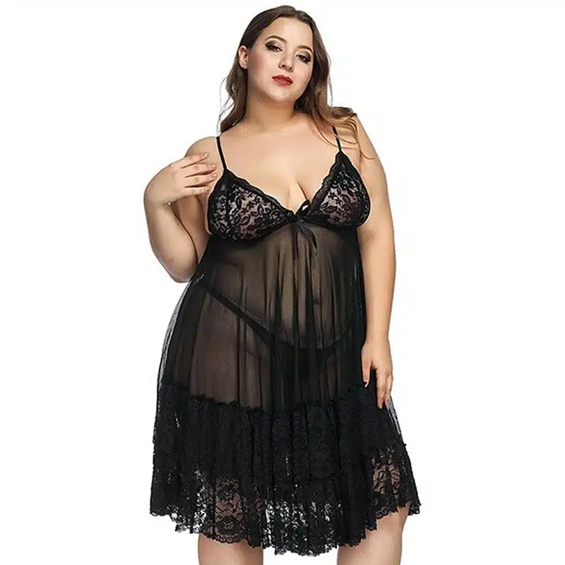 Nuisette grade taille en dentelle transparente
