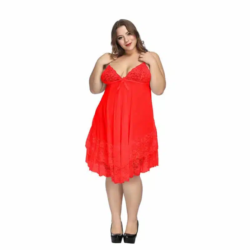 Nuisette grande taille en dentelle rouge