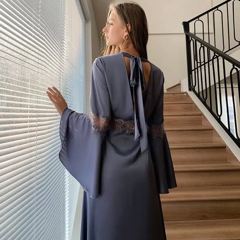 Robe de nuit Sexy en Satin glacé pour femmes – Image 2